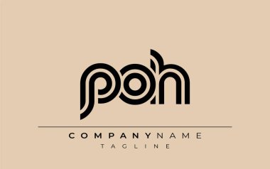 POH Yaratıcı Eşsiz Modern Harf Logosu Tasarımı. Benzersiz bir harf dizaynına sahip stilize logo, soyut minimalist estetik ve modern cazibe sunar.
