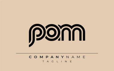 POM Yaratıcı Eşsiz Modern Harf Logosu Tasarımı. Benzersiz bir harf dizaynına sahip stilize logo, soyut minimalist estetik ve modern cazibe sunar.