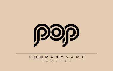 POP Yaratıcı Eşsiz Modern Harf Logosu Tasarımı. Benzersiz bir harf dizaynına sahip stilize logo, soyut minimalist estetik ve modern cazibe sunar.