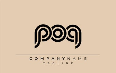 POQ Yaratıcı Eşsiz Modern Harf Logosu Tasarımı. Benzersiz bir harf dizaynına sahip stilize logo, soyut minimalist estetik ve modern cazibe sunar.
