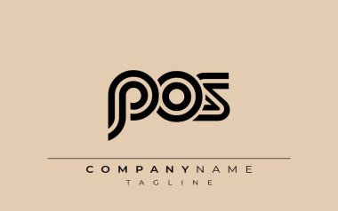 POS Yaratıcı Eşsiz Modern Harf Logosu Tasarımı. Benzersiz bir harf dizaynına sahip stilize logo, soyut minimalist estetik ve modern cazibe sunar.