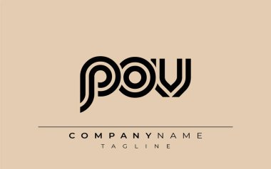 POV Yaratıcı Eşsiz Modern Harf Logosu Tasarımı. Benzersiz bir harf dizaynına sahip stilize logo, soyut minimalist estetik ve modern cazibe sunar.
