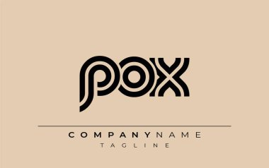 POX Yaratıcı Eşsiz Modern Harf Logosu Tasarımı. Benzersiz bir harf dizaynına sahip stilize logo, soyut minimalist estetik ve modern cazibe sunar.