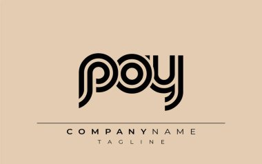 POY Yaratıcı Eşsiz Modern Harf Logosu Tasarımı. Benzersiz bir harf dizaynına sahip stilize logo, soyut minimalist estetik ve modern cazibe sunar.