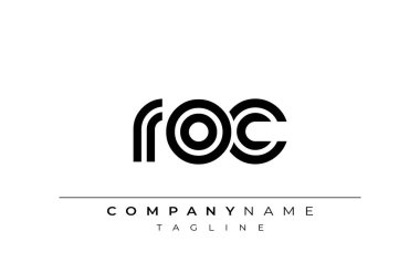 ROC Yaratıcı Eşsiz Modern Harf Logosu Tasarımı. Benzersiz bir harf dizaynına sahip stilize logo, soyut minimalist estetik ve modern cazibe sunar.