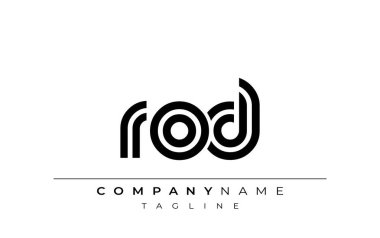 ROD Yaratıcı Eşsiz Modern Harf Logosu Tasarımı. Benzersiz bir harf dizaynına sahip stilize logo, soyut minimalist estetik ve modern cazibe sunar.