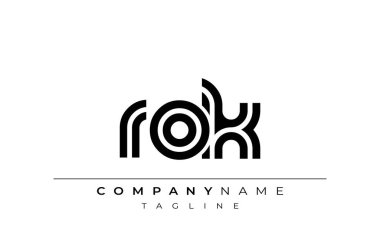ROK Yaratıcı Eşsiz Modern Harf Logosu Tasarımı. Benzersiz bir harf dizaynına sahip stilize logo, soyut minimalist estetik ve modern cazibe sunar.