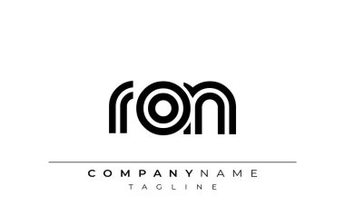 RON Yaratıcı Eşsiz Modern Harf Logosu Tasarımı. Benzersiz bir harf dizaynına sahip stilize logo, soyut minimalist estetik ve modern cazibe sunar.
