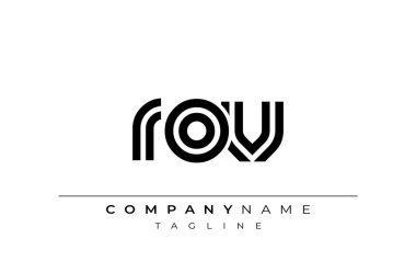 ROV Yaratıcı Eşsiz Modern Harf Logosu Tasarımı. Benzersiz bir harf dizaynına sahip stilize logo, soyut minimalist estetik ve modern cazibe sunar.