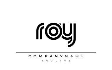 ROY Yaratıcı Eşsiz Modern Harf Logosu Tasarımı. Benzersiz bir harf dizaynına sahip stilize logo, soyut minimalist estetik ve modern cazibe sunar.