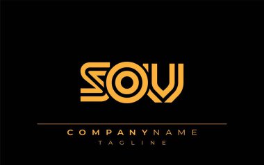 SOV Yaratıcı Eşsiz Modern Harf Logosu Tasarımı. Benzersiz bir harf dizaynına sahip stilize logo, soyut minimalist estetik ve modern cazibe sunar.