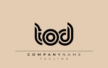 TOD Yaratıcı Eşsiz Modern Harf Logosu Tasarımı. Benzersiz bir harf dizaynına sahip stilize logo, soyut minimalist estetik ve modern cazibe sunar.