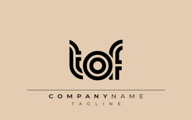 TOF Yaratıcı Eşsiz Modern Harf Logosu Tasarımı. Benzersiz bir harf dizaynına sahip stilize logo, soyut minimalist estetik ve modern cazibe sunar.