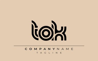 TOK Yaratıcı Eşsiz Modern Harf Logosu Tasarımı. Benzersiz bir harf dizaynına sahip stilize logo, soyut minimalist estetik ve modern cazibe sunar.