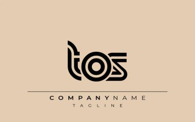 TOS Yaratıcı Eşsiz Modern Harf Logosu Tasarımı. Benzersiz bir harf dizaynına sahip stilize logo, soyut minimalist estetik ve modern cazibe sunar.