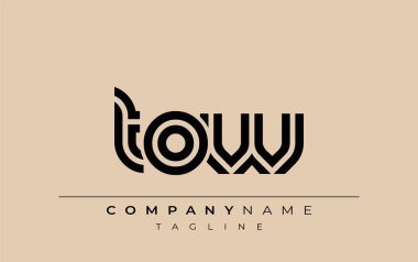 TOW Yaratıcı Eşsiz Modern Harf Logosu Tasarımı. Benzersiz bir harf dizaynına sahip stilize logo, soyut minimalist estetik ve modern cazibe sunar.