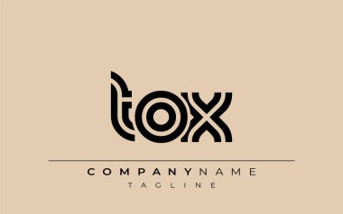 TOX Yaratıcı Eşsiz Modern Harf Logosu Tasarımı. Benzersiz bir harf dizaynına sahip stilize logo, soyut minimalist estetik ve modern cazibe sunar.