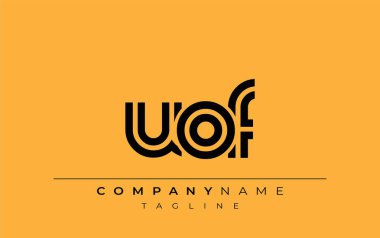 UOF Yaratıcı Eşsiz Modern Harf Logosu Tasarımı. Benzersiz bir harf dizaynına sahip stilize logo, soyut minimalist estetik ve modern cazibe sunar.