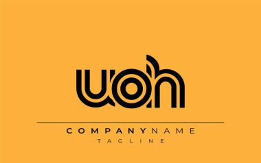 UOH Yaratıcı Eşsiz Modern Harf Logosu Tasarımı. Benzersiz bir harf dizaynına sahip stilize logo, soyut minimalist estetik ve modern cazibe sunar.