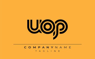 UOP Yaratıcı Eşsiz Modern Harf Logosu Tasarımı. Benzersiz bir harf dizaynına sahip stilize logo, soyut minimalist estetik ve modern cazibe sunar.
