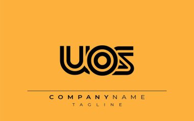 UOS Yaratıcı Eşsiz Modern Harf Logosu Tasarımı. Benzersiz bir harf dizaynına sahip stilize logo, soyut minimalist estetik ve modern cazibe sunar.