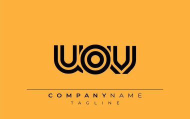 UOV Yaratıcı Eşsiz Modern Harf Logosu Tasarımı. Benzersiz bir harf dizaynına sahip stilize logo, soyut minimalist estetik ve modern cazibe sunar.