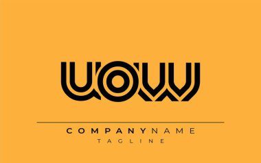 UOW Yaratıcı Eşsiz Modern Harf Logosu Tasarımı. Benzersiz bir harf dizaynına sahip stilize logo, soyut minimalist estetik ve modern cazibe sunar.