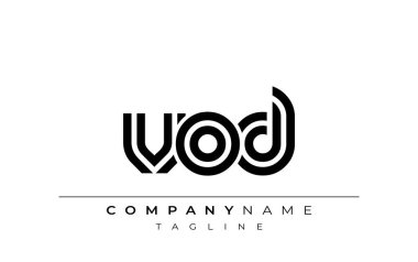 VOD Yaratıcı Eşsiz Modern Harf Logosu Tasarımı. Benzersiz bir harf dizaynına sahip stilize logo, soyut minimalist estetik ve modern cazibe sunar.