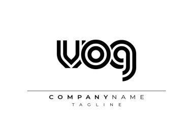 VOG Yaratıcı Eşsiz Modern Harf Logosu Tasarımı. Benzersiz bir harf dizaynına sahip stilize logo, soyut minimalist estetik ve modern cazibe sunar.