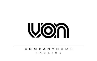 VON Yaratıcı Eşsiz Modern Harf Logosu Tasarımı. Benzersiz bir harf dizaynına sahip stilize logo, soyut minimalist estetik ve modern cazibe sunar.