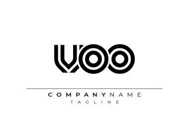 VOO Yaratıcı Eşsiz Modern Harf Logosu Tasarımı. Benzersiz bir harf dizaynına sahip stilize logo, soyut minimalist estetik ve modern cazibe sunar.
