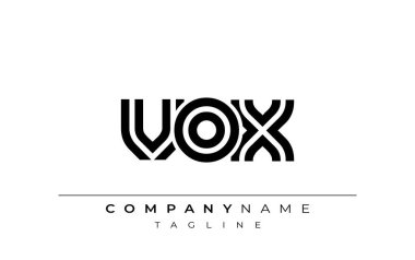 VOX Yaratıcı Eşsiz Modern Harf Logosu Tasarımı. Benzersiz bir harf dizaynına sahip stilize logo, soyut minimalist estetik ve modern cazibe sunar.