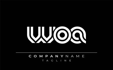 WOA Yaratıcı Eşsiz Modern Harf Logosu Tasarımı. Benzersiz bir harf dizaynına sahip stilize logo, soyut minimalist estetik ve modern cazibe sunar.
