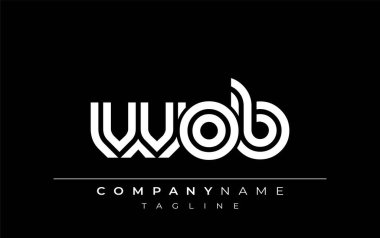 WOB Yaratıcı Eşsiz Modern Harf Logosu Tasarımı. Benzersiz bir harf dizaynına sahip stilize logo, soyut minimalist estetik ve modern cazibe sunar.