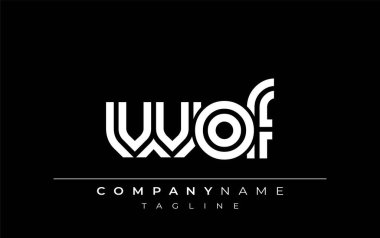 WOF Yaratıcı Eşsiz Modern Harf Logosu Tasarımı. Benzersiz bir harf dizaynına sahip stilize logo, soyut minimalist estetik ve modern cazibe sunar.