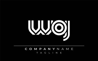 WOJ Yaratıcı Eşsiz Modern Harf Logosu Tasarımı. Benzersiz bir harf dizaynına sahip stilize logo, soyut minimalist estetik ve modern cazibe sunar.