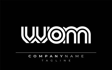 WOM Yaratıcı Eşsiz Modern Harf Logosu Tasarımı. Benzersiz bir harf dizaynına sahip stilize logo, soyut minimalist estetik ve modern cazibe sunar.