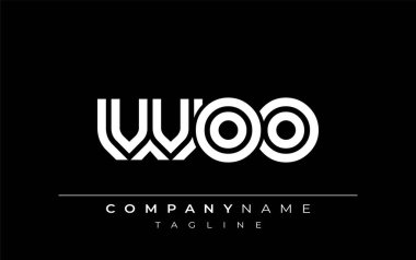 WOO Yaratıcı Eşsiz Modern Harf Logosu Tasarımı. Benzersiz bir harf dizaynına sahip stilize logo, soyut minimalist estetik ve modern cazibe sunar.