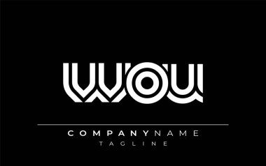 WOU Yaratıcı Eşsiz Modern Harf Logosu Tasarımı. Benzersiz bir harf dizaynına sahip stilize logo, soyut minimalist estetik ve modern cazibe sunar.