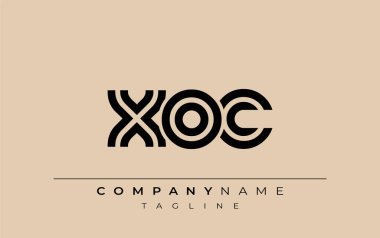 XOC Yaratıcı Eşsiz Modern Harf Logosu Tasarımı. Benzersiz bir harf dizaynına sahip stilize logo, soyut minimalist estetik ve modern cazibe sunar.