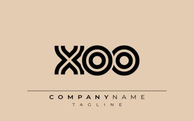 XOO Yaratıcı Eşsiz Modern Harf Logosu Tasarımı. Benzersiz bir harf dizaynına sahip stilize logo, soyut minimalist estetik ve modern cazibe sunar.