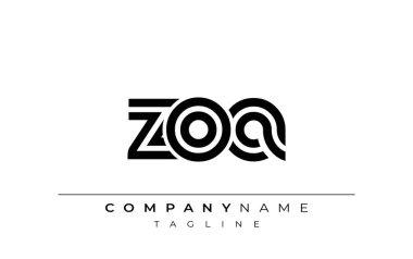 ZOA Yaratıcı Eşsiz Modern Harf Logosu Tasarımı. Benzersiz bir harf dizaynına sahip stilize logo, soyut minimalist estetik ve modern cazibe sunar.