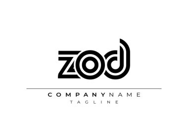 ZOD Yaratıcı Eşsiz Modern Harf Logosu Tasarımı. Benzersiz bir harf dizaynına sahip stilize logo, soyut minimalist estetik ve modern cazibe sunar.