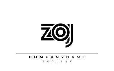 ZOJ Yaratıcı Eşsiz Modern Harf Logosu Tasarımı. Benzersiz bir harf dizaynına sahip stilize logo, soyut minimalist estetik ve modern cazibe sunar.