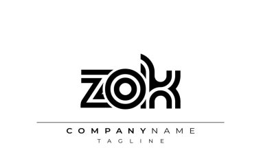ZOK Yaratıcı Eşsiz Modern Harf Logosu Tasarımı. Benzersiz bir harf dizaynına sahip stilize logo, soyut minimalist estetik ve modern cazibe sunar.