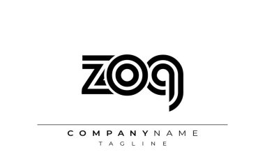ZOQ Yaratıcı Eşsiz Modern Harf Logosu Tasarımı. Benzersiz bir harf dizaynına sahip stilize logo, soyut minimalist estetik ve modern cazibe sunar.