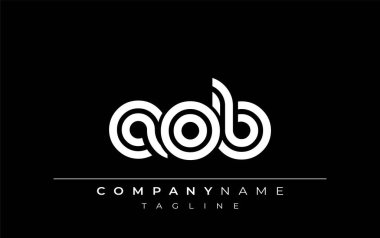AOB Yaratıcı Eşsiz Modern Harf Logosu Tasarımı. Benzersiz bir harf dizaynına sahip stilize logo, soyut minimalist estetik ve modern cazibe sunar.