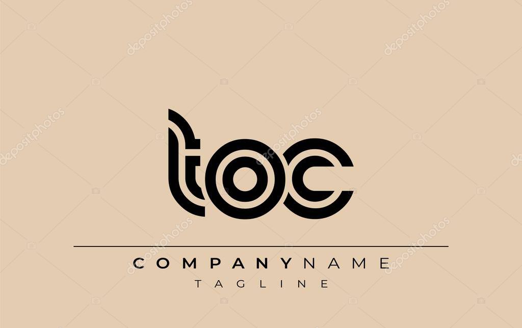 TOC Creative Unique Modern Letter Logo Design. Stylized logo featuring a unique letter design, presenting abstract minimalist aesthetics and modern appeal.