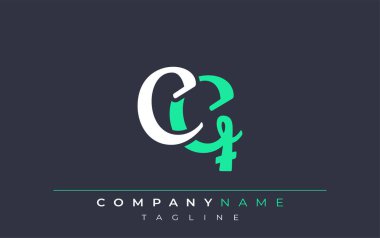 Zarif Biçimli CQ Harf Tasarımı. Beyaz ve Teal Gölgeli Monogram Harfleri içeren Modern Logo