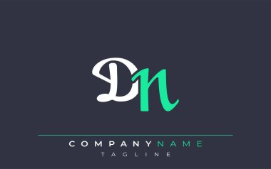 Zarif stil DN Harf Tasarımı. Beyaz ve Teal Gölgeli Monogram Harfleri içeren Modern Logo